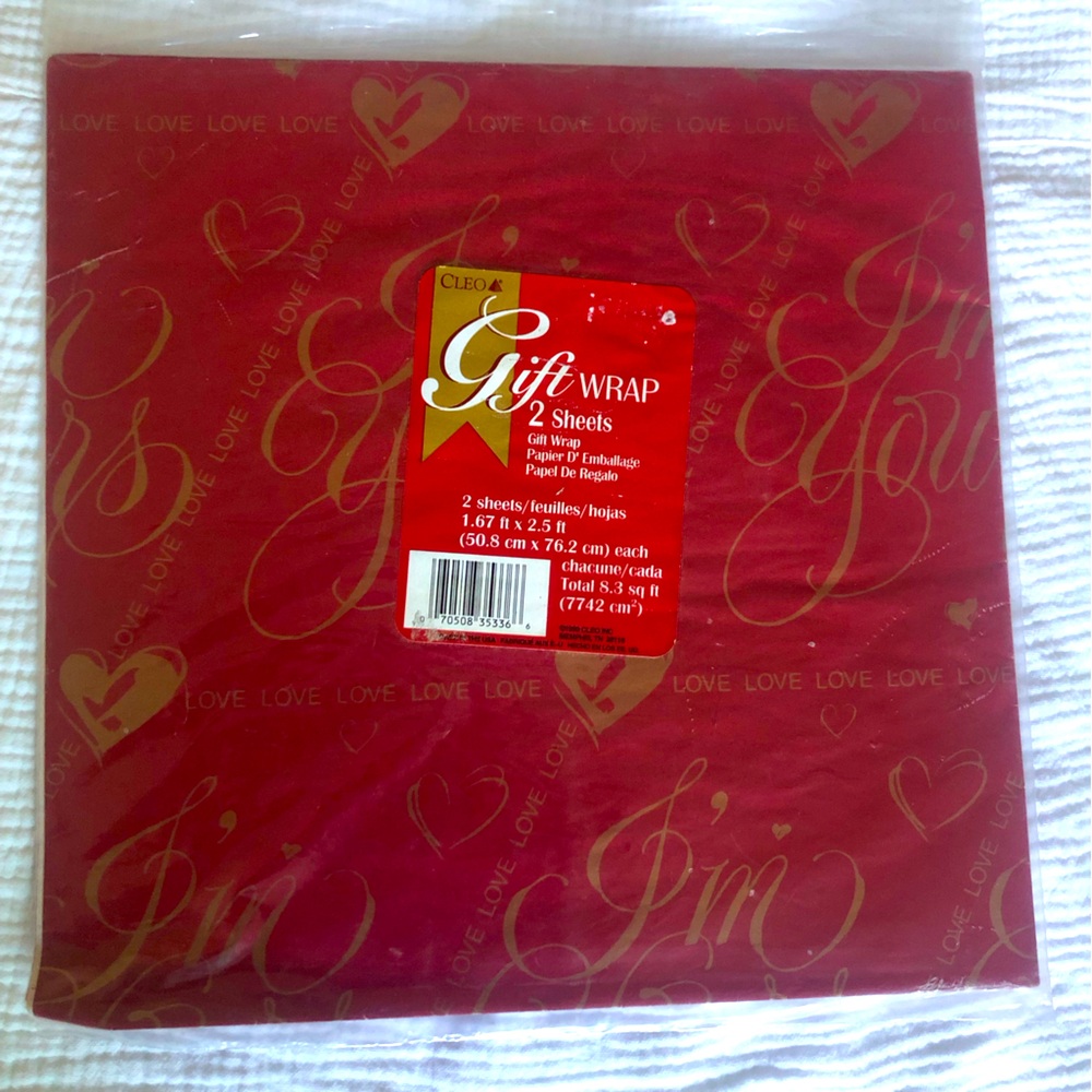 Vintage Cleo Love Gift Wrapping Paper OS NWT